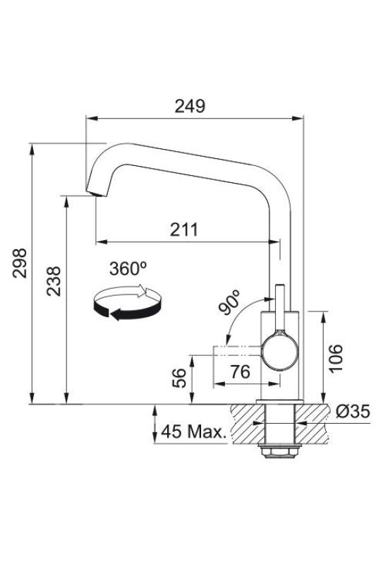Franke Lina U Robinet de bucătărie cu gât pivotant Crom 115.0728.473