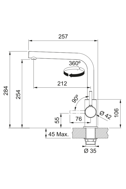 Franke Lina L Robinet de bucătărie cu ieșire rotativă Onyx 115.0728.478