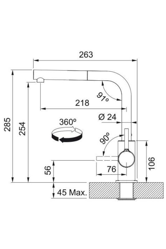 Franke Lina L Robinet de bucătărie Polar white cu Tub de evacuare retractabil 115.0728.485