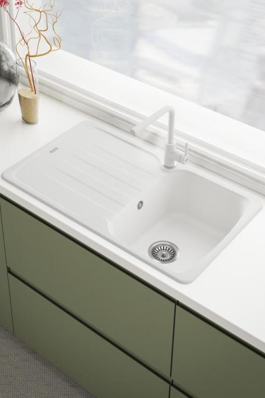 Franke Lina L Robinet de bucătărie Polar white cu Tub de evacuare retractabil 115.0728.485