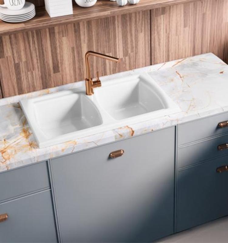 Ausmann Ceramic Crest Chiuvetă dublă ceramică albă 860 x 500 mm 1208971133