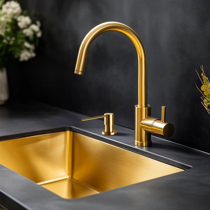 Dispenser de săpun încorporat Ausmann Lirio, aurit, reîncărcabil de sus 1208971199