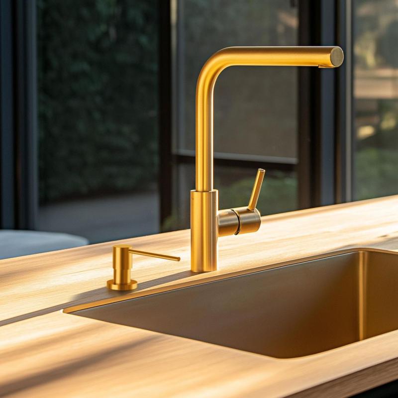 Dispenser de săpun încorporat Ausmann Lirio, aurit, reîncărcabil de sus 1208971199