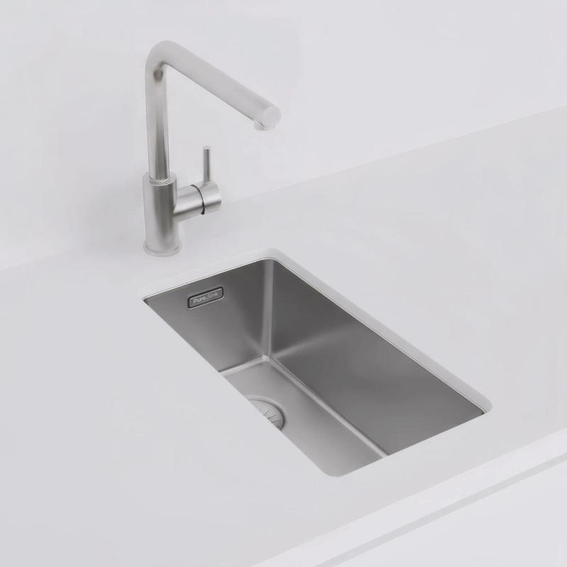 Pure.Sink Exclusivo mică chiuvetă din inox 18x40 cm, rază de 10mm pentru montare sub blat, la nivel cu blatul sau suprafața PEX1840-02