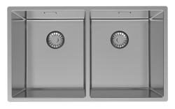 Pure.Sink Prestige Chiuveta dublă din inox 70x40 cm, rază de 10mm pentru montare sub blat, la nivel cu blatul și suprapusă PPG343440-02