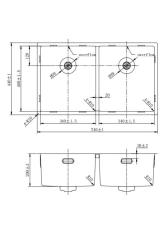 Pure.Sink Prestige Dublă chiuvetă aurie 70x40 cm cu raza de 10mm pentru montare sub blat, la nivelul blatului și suprafață PPG343440-60