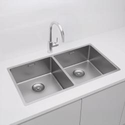 Pure.Sink Prestige Chiuvetă dublă din inox 82x40 cm, rază de 10mm pentru montaj sub blat, la nivelul blatului și pe blat PPG404040-02