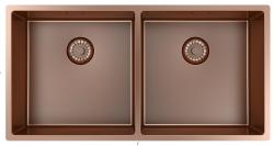 Pure.Sink Prestige Dublă chiuvetă de cupru 82x40 cm, rază de 10mm pentru montare sub nivel, la nivel și suprafață PPG404040-62