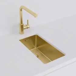 Pure.Sink Exclusivo mică chiuvetă de aur 18x40 cm rază de 10mm montaj sub blat, montaj la nivel și suprapus PEX1840-60