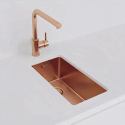 Pure.Sink Exclusivo mică chiuvetă de cupru 18x40 cm 10mm rază încorporată, montare plană și suprapusă PEX1840-62