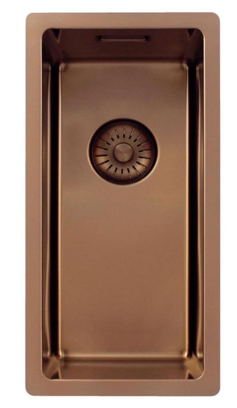 Pure.Sink Exclusivo mică chiuvetă de cupru 18x40 cm 10mm rază încorporată, montare plană și suprapusă PEX1840-62