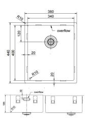 Pure.Sink Exclusivo Chiuveta din metal Gun 34x40 cm, raza de 10mm, montare sub blat, montare la nivel și montare supraterană PEX3440-61