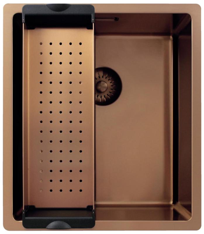 Pure.Sink Exclusivo Chiuvetă de cupru 34x40 cm cu rază de 10mm pentru montare inferioară, montare plană și suprafață PEX3440-62