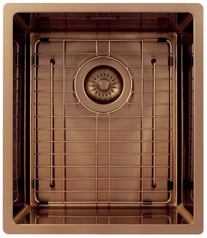 Pure.Sink Exclusivo Chiuvetă de cupru 34x40 cm cu rază de 10mm pentru montare inferioară, montare plană și suprafață PEX3440-62