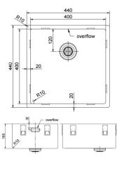 Pure.Sink Exclusivo Chiuvetă din inox 40x40 cm cu rază de 10mm pentru submontare, montare plană și supramontare PEX4040-02