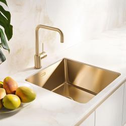 Pure.Sink Exclusivo Chiuveta de aur 40x40 cm, raza de 10mm, montare sub blat, montare la nivel și montare pe blat PEX4040-60