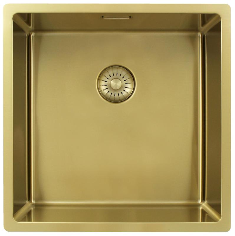 Pure.Sink Exclusivo Chiuveta de aur 40x40 cm, raza de 10mm, montare sub blat, montare la nivel și montare pe blat PEX4040-60