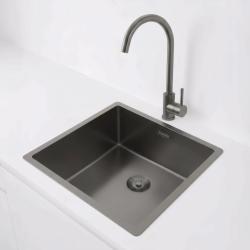 Pure.Sink Exclusivo Chiuveta Gun metal 40x40 cm, raza de 10mm submontaj, montaj plat și supramontaj PEX4040-61