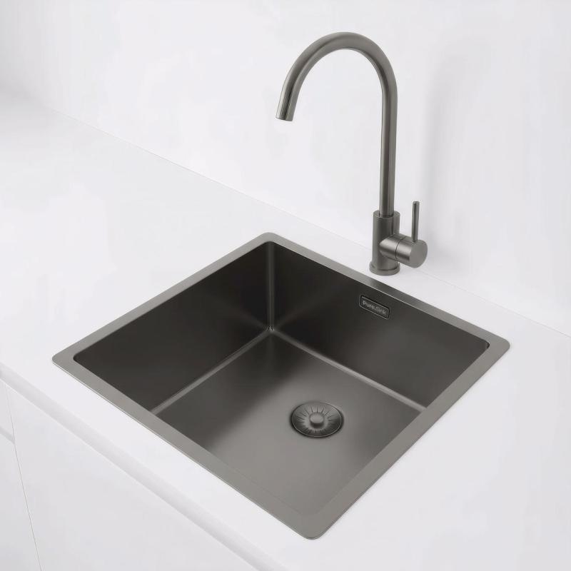 Pure.Sink Exclusivo Chiuveta Gun metal 40x40 cm, raza de 10mm submontaj, montaj plat și supramontaj PEX4040-61