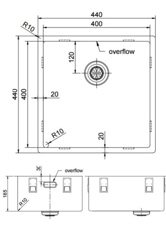 Pure.Sink Exclusivo Chiuveta Gun metal 40x40 cm, raza de 10mm submontaj, montaj plat și supramontaj PEX4040-61