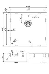 Pure.Sink Exclusiv Chiuvetă din inox 45x40 cm cu rază de 10mm submontaj, montaj la nivel și suprafață PEX4540-02