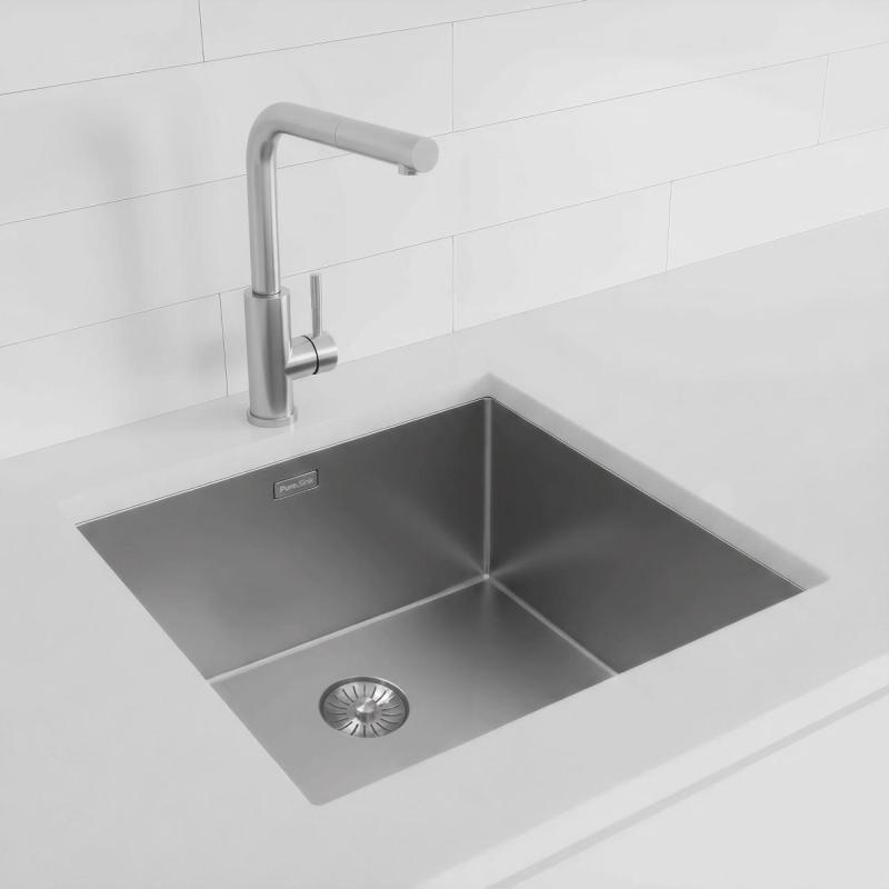 Pure.Sink Exclusivo Chiuvetă din inox 45x40 cm cu rază de 10mm submontaj, montaj la nivel și suprafață PEX4540-02