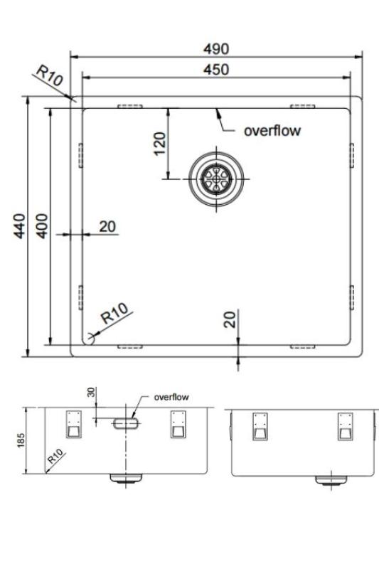 Pure.Sink Exclusivo Chiuvetă din inox 45x40 cm cu rază de 10mm submontaj, montaj la nivel și suprafață PEX4540-02