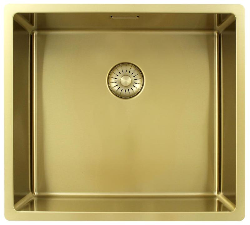 Pure.Sink Exclusivo Chiuvetă de aur 45x40 cm cu rază de 10mm pentru montare sub blat, montare la nivel și montare deasupra PEX4540-60