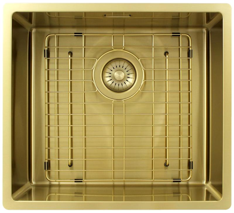 Pure.Sink Exclusivo Chiuvetă de aur 45x40 cm cu rază de 10mm pentru montare sub blat, montare la nivel și montare deasupra PEX4540-60