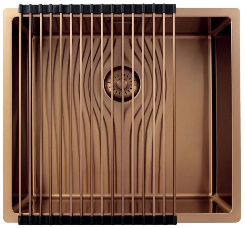 Pure.Sink Exclusivo Chiuvetă de cupru 45x40 cm, rază de 10mm pentru montare sub blat, montare la nivel și suprafață PEX4540-62