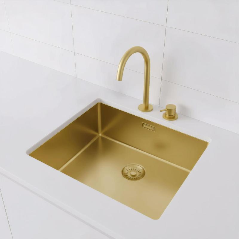 Pure.Sink Exclusivo Chiuvetă de aur 50x40 cm, rază de 10mm pentru montare sub blat, montare la nivel și montare deasupra PEX5040-60
