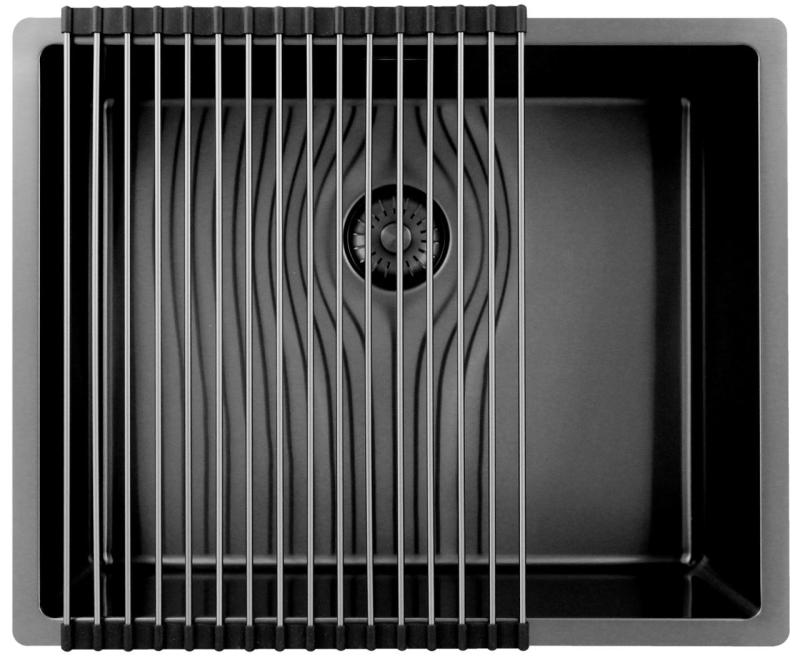 Pure.Sink Exclusivo Chiuveta Gun Metal 50x40 cm, raza de 10mm, montaj sub blat, montaj la nivelul blatului și montaj suprapus PEX5040-61