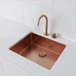 Pure.Sink Exclusivo Chiuvetă de cupru 50x40 cm cu rază de 10mm pentru montare sub blat, la nivel cu blatul și suprapusă PEX5040-62