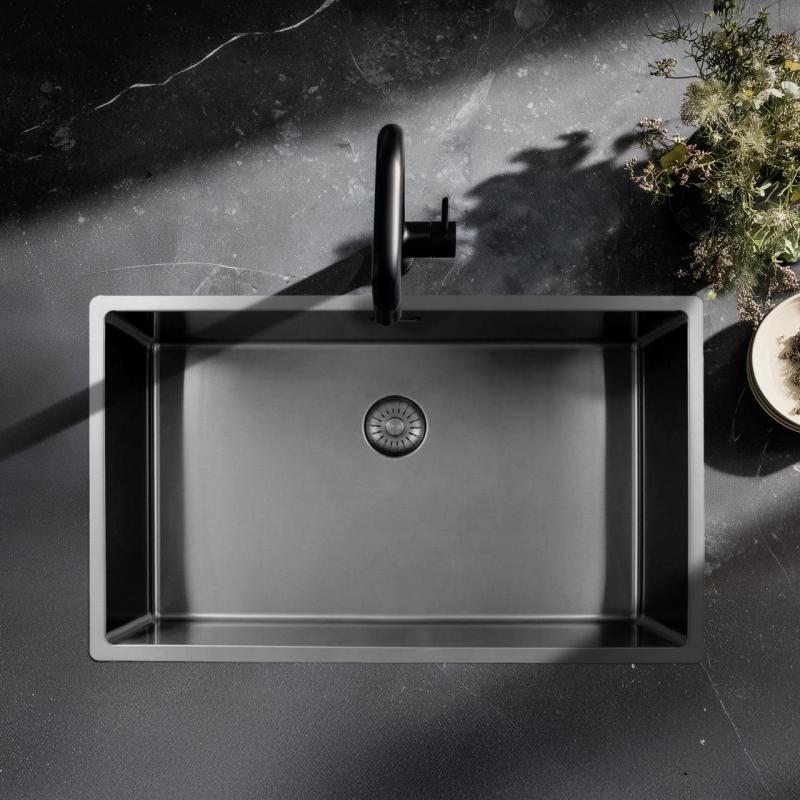 Pure.Sink Exclusivo chiuvetă mare din inox 70x40 cm, raza de 10mm pentru montare sub blat, la nivel cu blatul și suprafața PEX7040-02