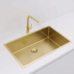 Pure.Sink Exclusivo chiuvetă mare aurie 70x40 cm, rază de 10mm pentru montare sub blat, la nivel cu blatul și suprapusă PEX7040-60