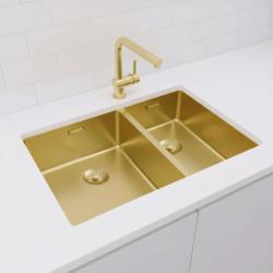 Pure.Sink Exclusivo Aurit 1,5 chiuvetă dublă de 34+18 cm cu rază de 10mm PEX341840-60