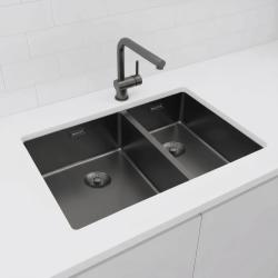 Pure.Sink Exclusivo Gun Metal 1,5 chiuvetă cu o jumătate de spălare 34+18 cm rază de 10mm PEX341840-61