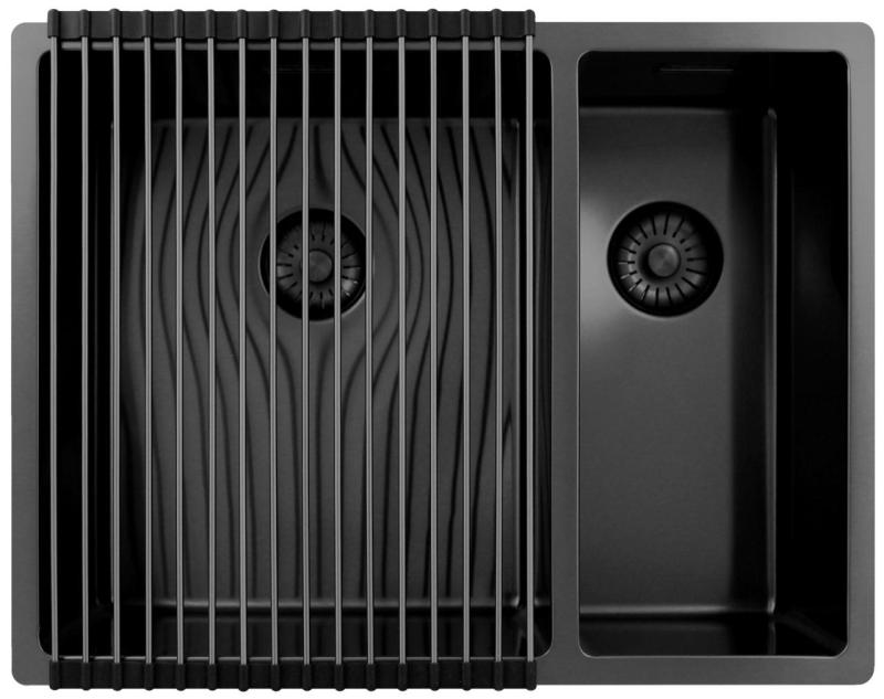 Pure.Sink Exclusivo Gun Metal 1,5 chiuvetă cu o jumătate de spălare 34+18 cm rază de 10mm PEX341840-61