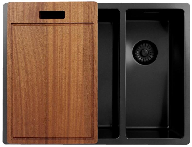 Pure.Sink Exclusivo Gun Metal 1,5 chiuvetă cu o jumătate de spălare 34+18 cm rază de 10mm PEX341840-61