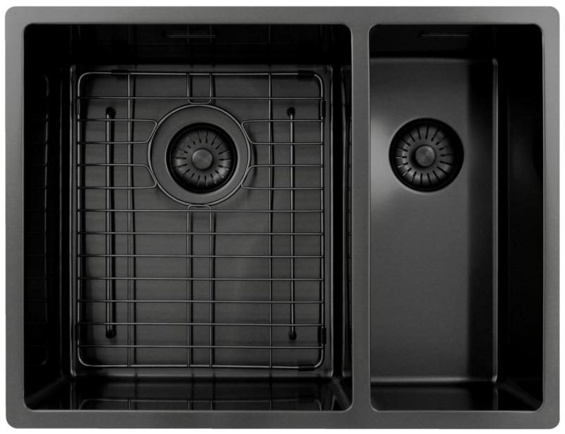 Pure.Sink Exclusivo Gun Metal 1,5 chiuvetă cu o jumătate de spălare 34+18 cm rază de 10mm PEX341840-61