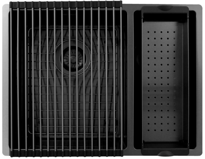 Pure.Sink Exclusivo Gun Metal 1,5 chiuvetă cu o jumătate de spălare 34+18 cm rază de 10mm PEX341840-61