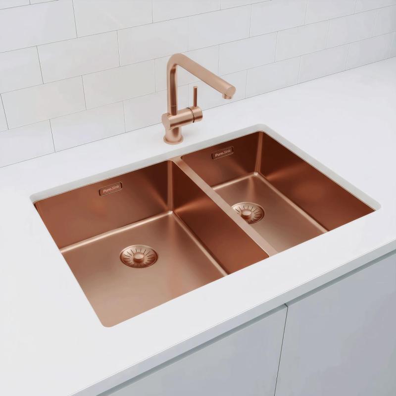 Pure.Sink Exclusivo Cupru 1,5 chiuvetă dublă 34+18 cm rază 10mm PEX341840-62