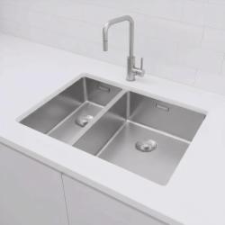 Pure.Sink Exclusivo RVS 1,5 cuvă dublă de 18+34 cm cu rază de 10mm PEX183440-02