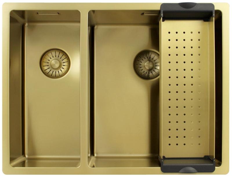 Pure.Sink Exclusivo Aur 1,5 o chiuvetă cu o jumătate de scurgere 18+34 cm rază de 10mm PEX183440-60