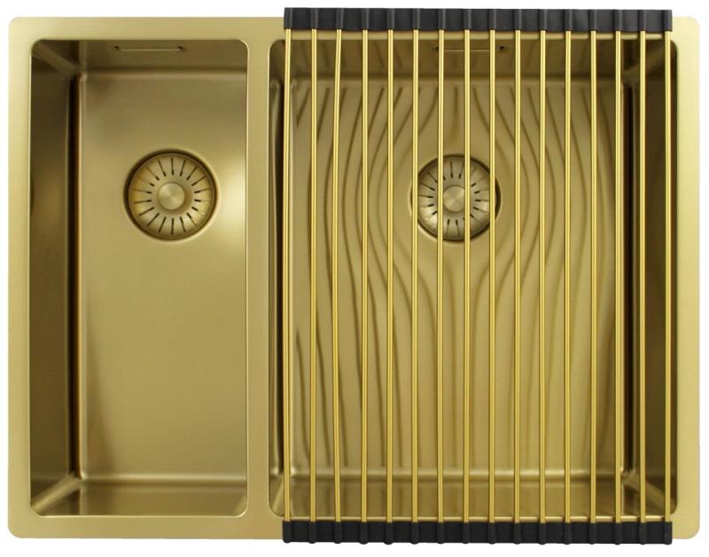 Pure.Sink Exclusivo Aur 1,5 o chiuvetă cu o jumătate de scurgere 18+34 cm rază de 10mm PEX183440-60