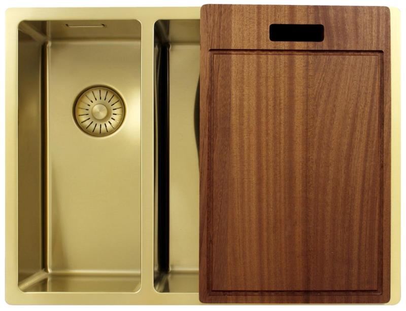 Pure.Sink Exclusivo Aur 1,5 o chiuvetă cu o jumătate de scurgere 18+34 cm rază de 10mm PEX183440-60