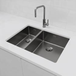 Pure.Sink Exclusivo Gun Metal 1,5 chiuvetă cu o jumătate de scurgere 18+34 cm raza de 10mm PEX183440-61