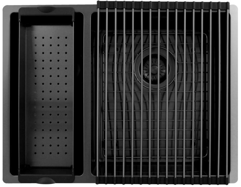 Pure.Sink Exclusivo Gun Metal 1,5 chiuvetă cu o jumătate de scurgere 18+34 cm raza de 10mm PEX183440-61