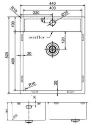 Pure.Sink Exclusivo Chiuvetă din oțel inoxidabil 44x52 cm Tapwing cu gaura pentru robinet, rază de 10mm PEX4040T-02