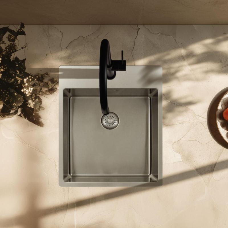 Pure.Sink Exclusivo Chiuvetă din oțel inoxidabil 44x52 cm Tapwing cu gaura pentru robinet, rază de 10mm PEX4040T-02